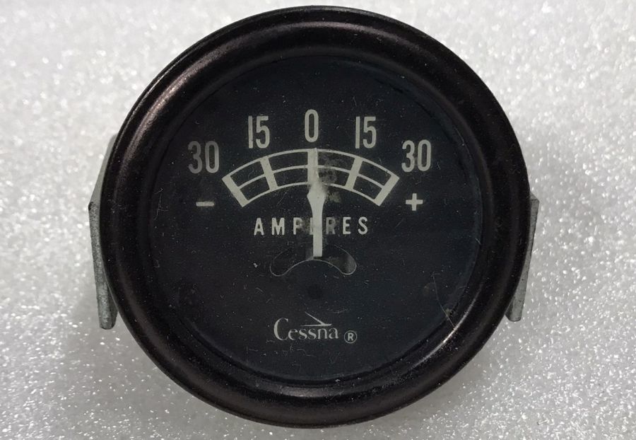 S13191, AP0045, Vintage Cessna Aircraft 30A Ammeter / Amps Indicator