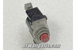 PSM-15, 43A8304-15, Klixon PSM series 15A Aircraft Circuit Breaker