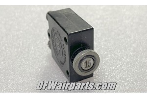 454-670, 435-215-103, 15A Piper Aircraft Circuit Breaker 454-670, 435-215-103, 15A Piper Aircraft Circuit Breaker