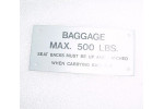 2314035-155, 2314035155, Learjet Baggage Compartment Placard