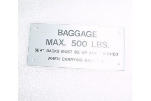 2314035-155, 2314035155, Learjet Baggage Compartment Placard