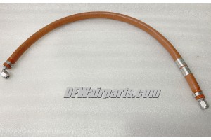 566-075, 124F002-4CR-0260, New #4 Piper Aircraft Engine Teflon Oil Hose w/ Fireshield / 25 1/2" long