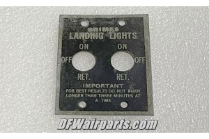 Vintage Warbird Aircraft Landing Gear Placard