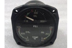 22-804-08, 96-380016, 3 in 1 Oil Pressure / Oil Temp / Cylinder Temp Engine Gauge